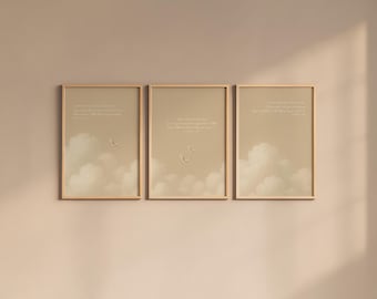3x Islamisches Poster Set – Quran Verse Wandbilder – Moderne Islamische Kunst in Beige – Wanddeko für Wohnzimmer & Schlafzimmer
