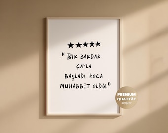 Türkische Poster – Lustiges Spruchposter über Cay, Moderne Wandkunst für Küche, Wohnzimmer & Cafe