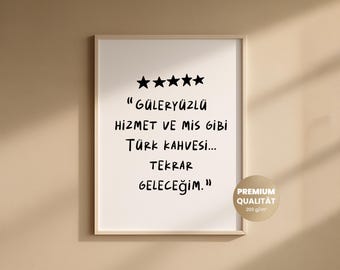 Türkische Poster – Lustiges Spruchposter über Türk Kahvesi, Moderne Wandkunst für Küche, Wohnzimmer & Cafe