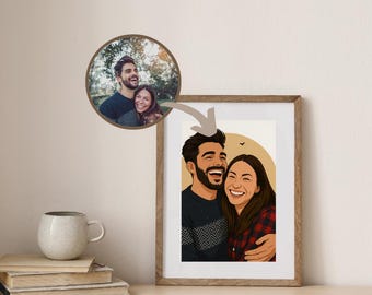 Custom Caricature Portrait from Photo | Personalized Digital Drawing | Gift for Couples, Friends, Pets, Family