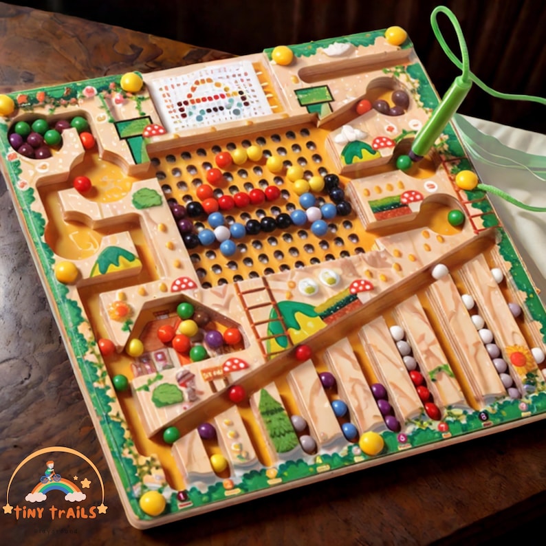 Wooden Magnetic Maze | Educational Color Sorting Game | Fine Motor ...
