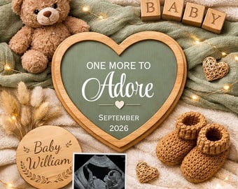 Anuncio de embarazo neutral digital, Anuncio de revelación de género del bebé, Anuncio de género neutral para el bebé, Plantilla de embarazo, Uno más para adorar