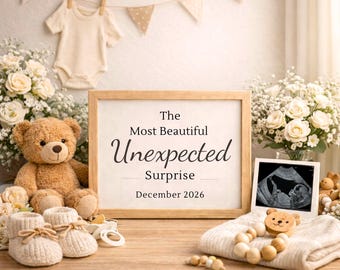 Anuncio de embarazo inesperado, imprimible para revelar un bebé, letrero sorpresa para bebé, accesorio fotográfico para ecografía, decoración para fecha de parto, descarga digital