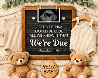 Plantilla de anuncio de embarazo neutral, minimalista y editable, anuncio de bebé, embarazo bohemio, descarga digital