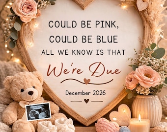 Neutral Pregnancy Announcement digital, Baby Reveal Announcement, Gender Baby Announcement, Editable Pregnancy Template, Pregnancy Reveal
