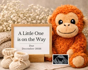 Plantilla neutra para anuncio de embarazo, ecografía, descarga digital bohemia, anuncio de fecha de parto