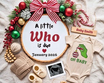 Digital Grinch Christmas Pregnancy Announcement,Editable Template, Social Media Editable Pregnancy Reveal,Christmas Pregnancy