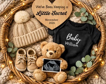 Plantilla digital editable de anuncio de bebé neutro, descarga instantánea de anuncio de bebé neutro, letrero secreto de fecha de parto, anuncio de bebé