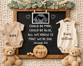 Plantilla digital de anuncio de embarazo neutro, editable, anuncio de bebé neutro, embarazo bohemio, descarga instantánea