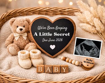 Plantilla de anuncio de embarazo neutral / Anuncio de bebé / Revelación del género del bebé / Bebé bohemio editable / Descarga digital