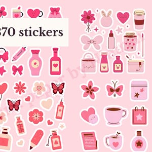 Pink Aesthetic Stickers Cute & Girly Pastel Planner, Scrapbooking, Laptop and Journal Decor