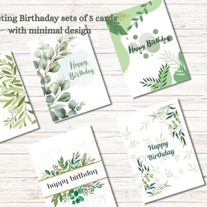 Green Leaf Birthday Card – Botanical Theme Greeting-instant download