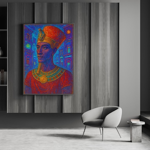 Egyptian Akhenaten in Color | Unique Egyptian Digital Art | Wall Decor Download | Digital Pharaohs | Egyptian King | Queen Nefertiti Husband
