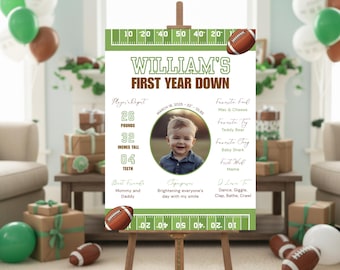 Football 1st Birthday Milestone Sign, Editable Template (Digital Download)
