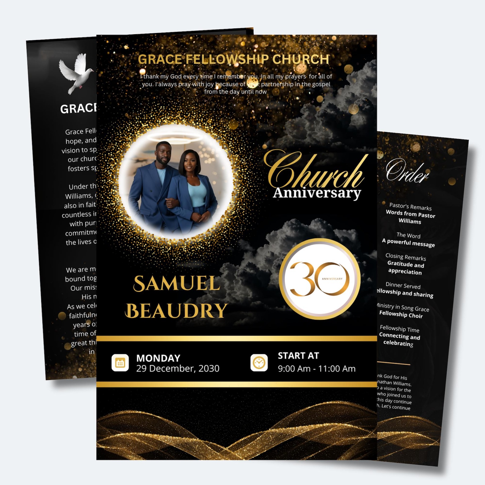 Pastor Appreciation Church Anniversary Program Template, Editable for ...
