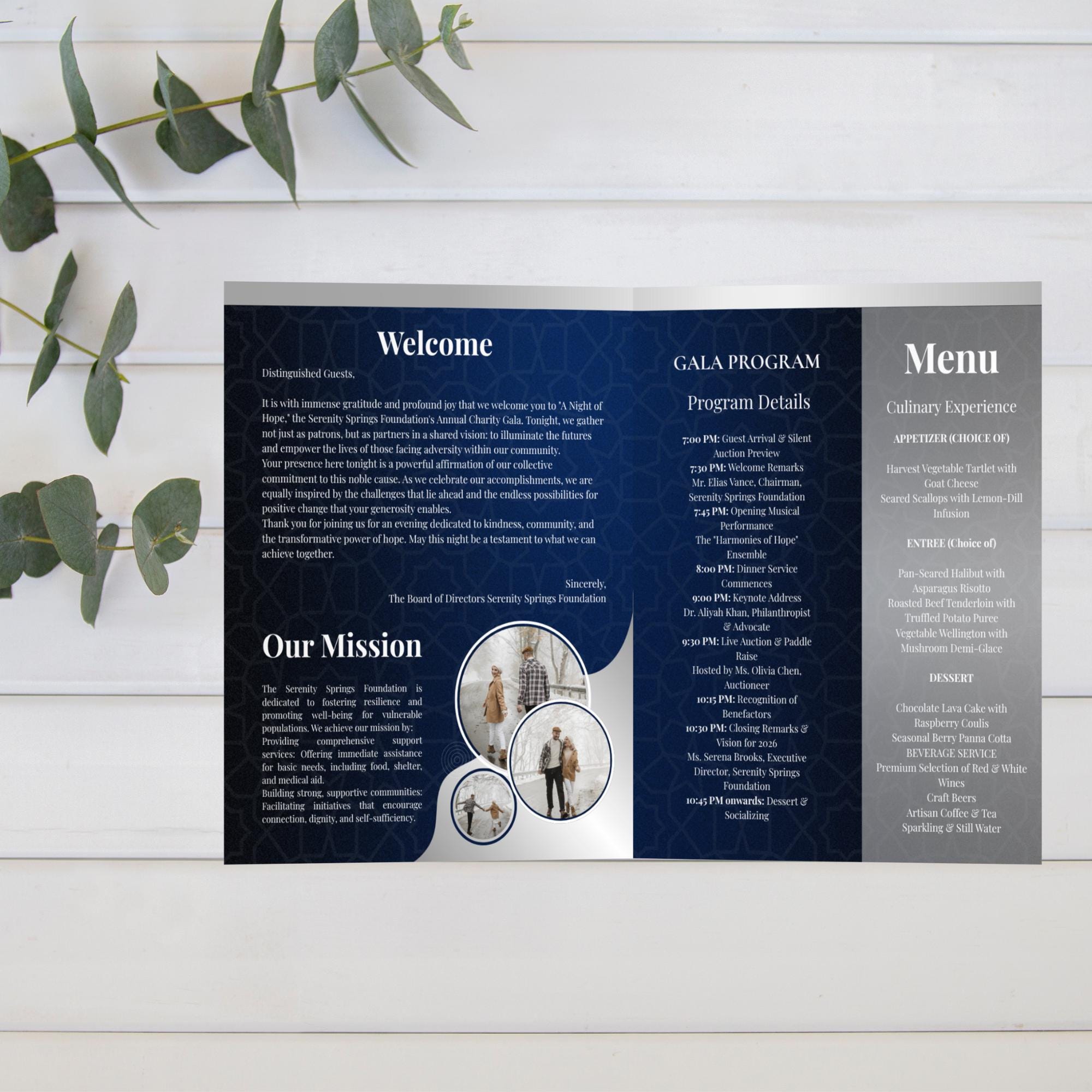 Blue & Gold Anniversary Gala Program Template: Church Banquet (11x17 In ...