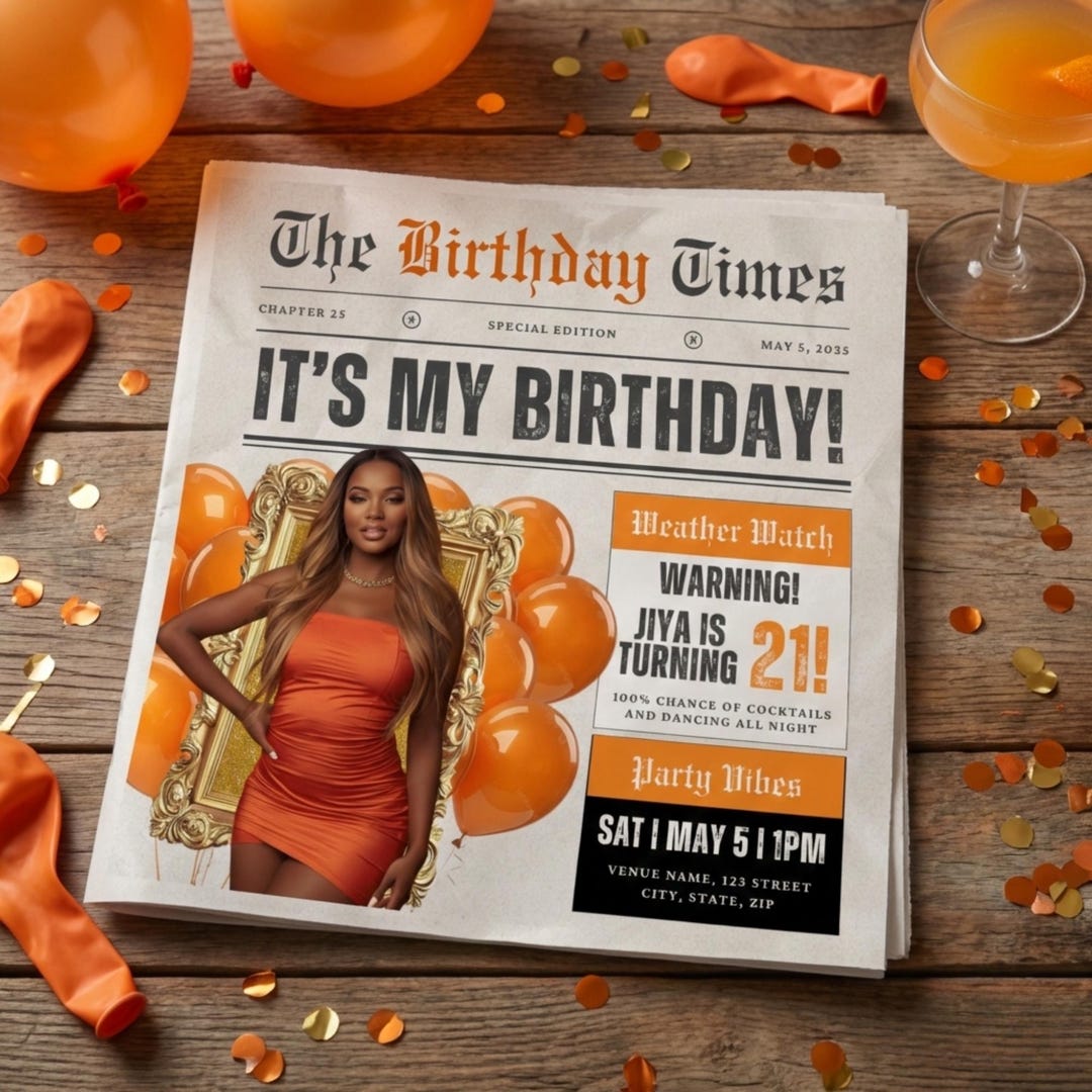 Newspaper Birthday Flyer Template With Editable Ad, Perfect for Luxe ...