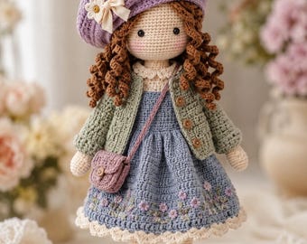 Patrón de muñeco amigurumi en PDF / Tutorial de muñeco de ganchillo adorable / Inglés Español Francés / Descarga instantánea / Patrón de juguete de peluche para hacer tú mismo
