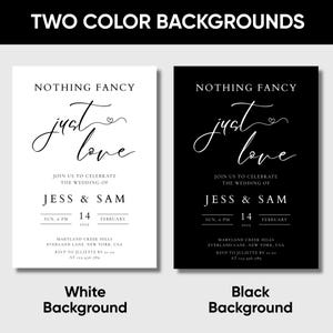 Black and White Nothing Fancy Just Love Invitation, Elopement Reception Invite, Minimalist Elopement Announcement, Modern Reception Template