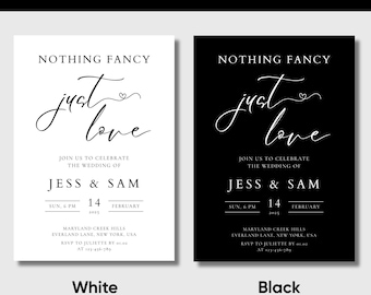 Minimalist Elopement Announcement: Black and White Reception Invite (Digital Download