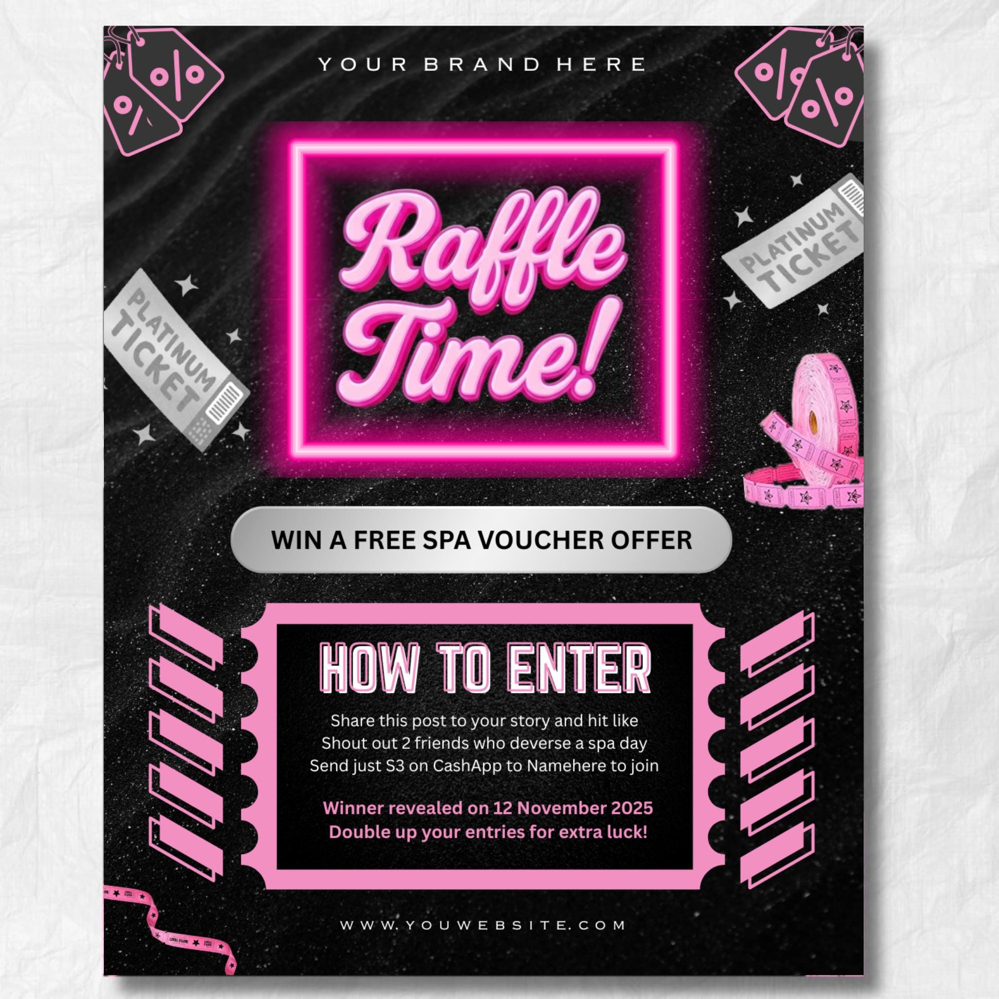 Editable Raffle Flyer Template, Beauty Salon Promotion (canva Design ...