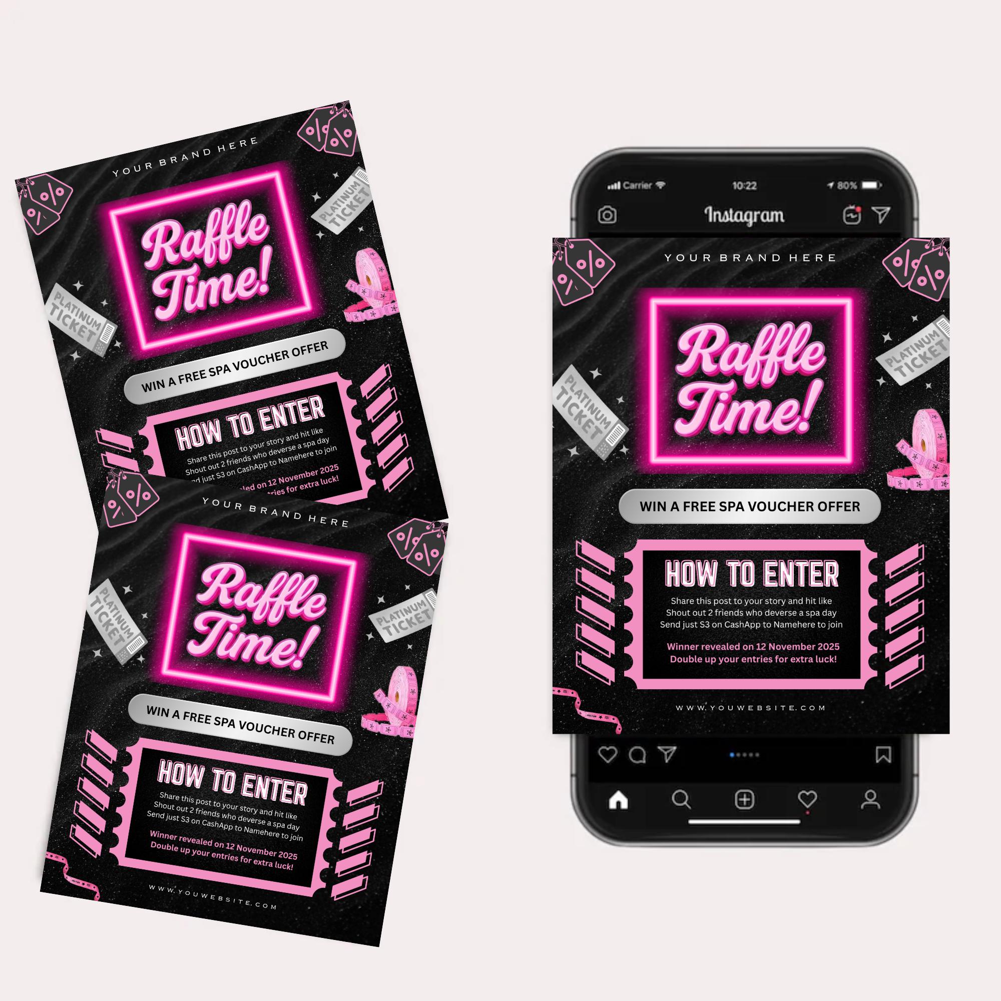 Beauty Raffle Editable Raffle Flyer Template, Beauty Salon Promotion (canva Design ...
