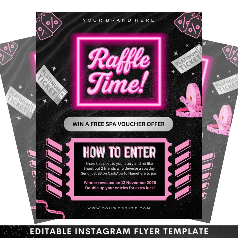 Spa Raffle Template Editable Raffle Flyer Template, Beauty Salon Promotion (canva Design ...