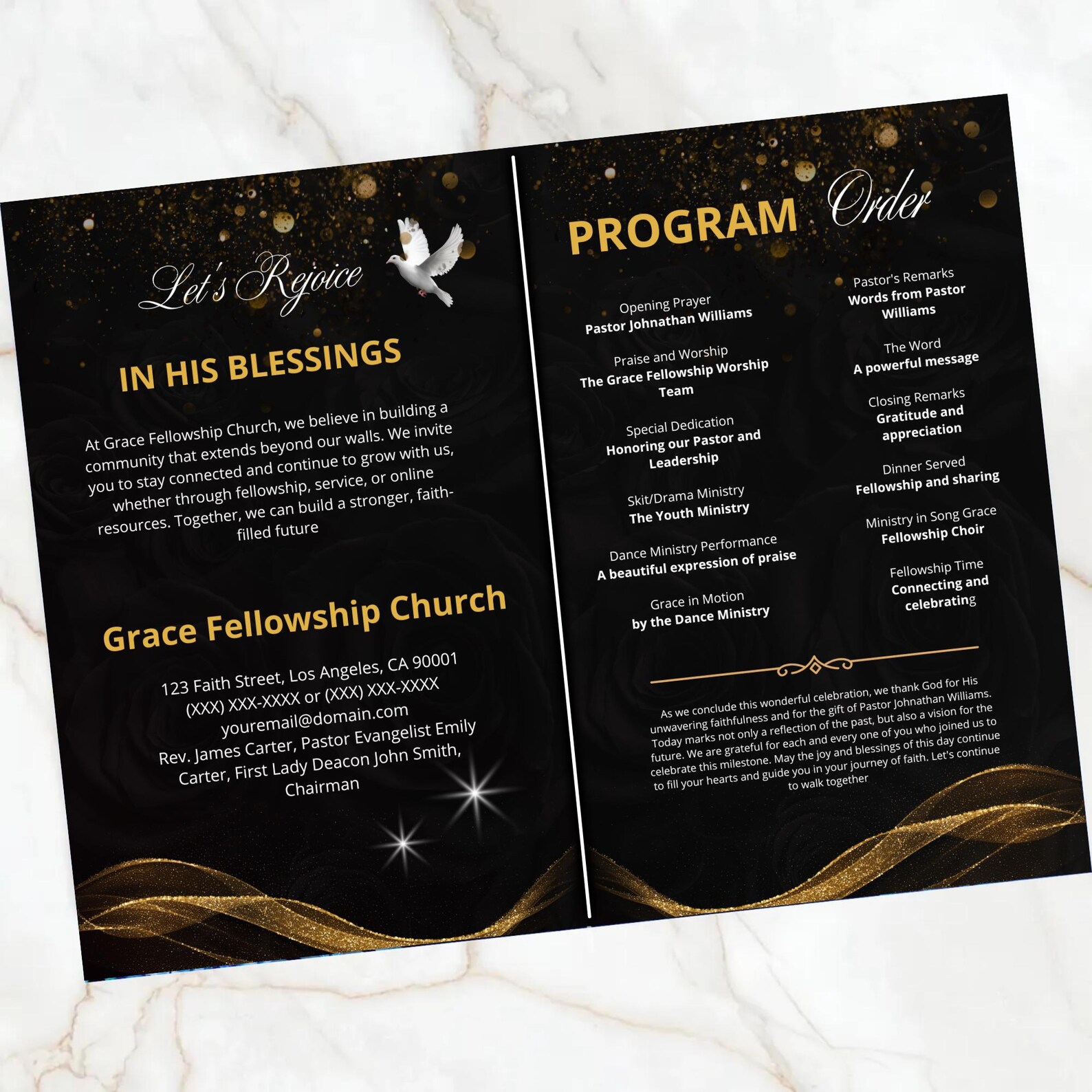 Church Appreciation Program Pastor Appreciation Church Anniversary Program Template, Editable for ...