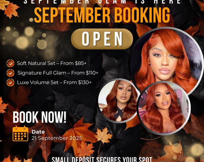 Fall Salon Booking Flyer: Editable Lash & Hair Appointment Template (Digital Download)