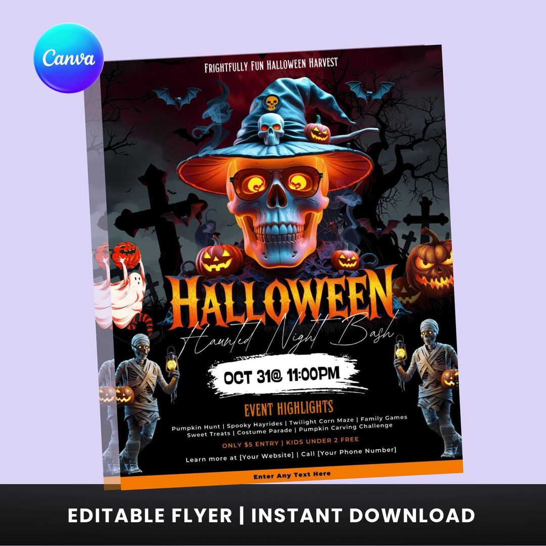 Halloween Party Flyer: Editable Canva Template (digital Download) - Etsy