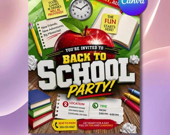 Back to School Party Invitation, 2026 Academic Year Flyer (Digital Download)