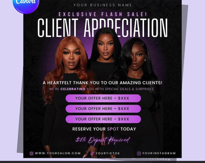 Client Appreciation Flyer: Editable Canva Template (Digital Download)