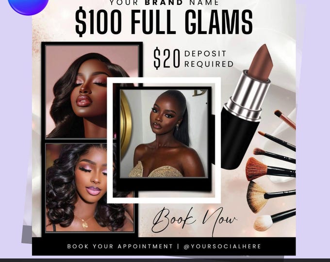 Makeup Booking Flyer – Editable Canva Template (Digital Download)