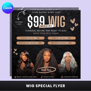 Plantilla de volante especial de pelucas: Promoción de peluquería (descarga digital)