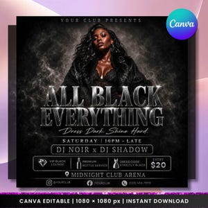 All Black Everything Flyer Template, Nightclub Event Poster, Sleek Dress Code Invite (Digital Download)