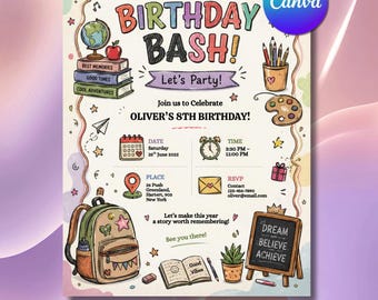 Artist Birthday Invitation, Paint Party Flyer, Canva Template (Digital Download)