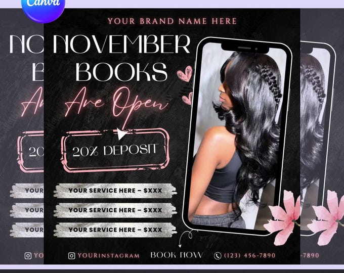 November Books Are Open Flyer – Editable Canva Template (Digital Download)