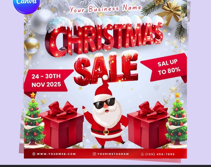 Holiday Promotion Flyer – Editable Canva Template | Winter Flyer for Small Business | Digital Download