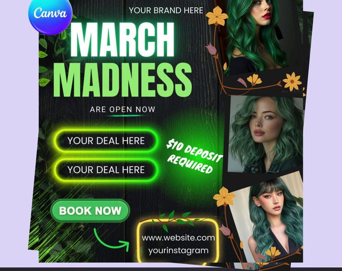 March Booking Flyer - Editable Canva Template (Digital Download)