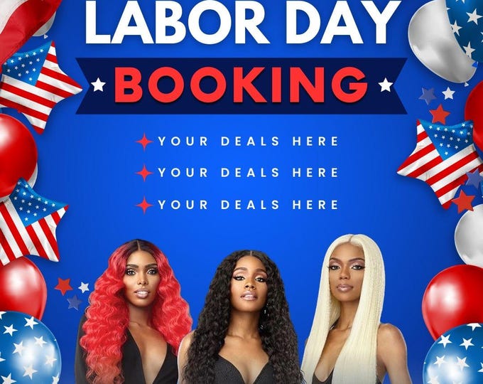 Labor Day Booking Flyer – Editable Canva Template – Salon & Beauty Promotion – Instagram Post – Digital Download