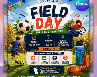 Editable Field Day Flyer Template, School Event Invite (Digital Download)