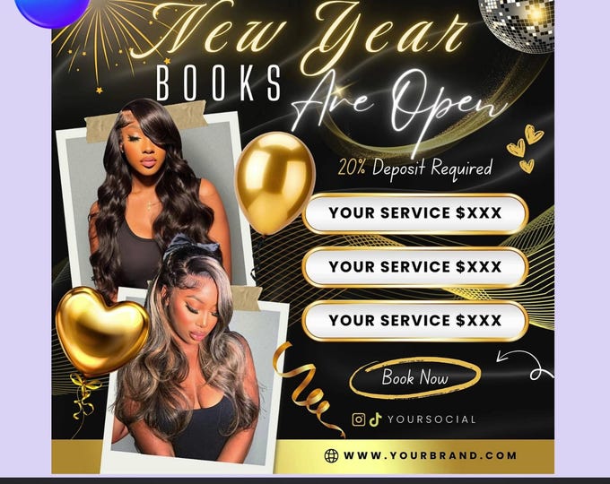 New Year Booking Flyer – Editable Canva Template (Digital Download)