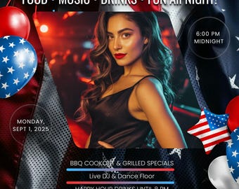 Labor Day Party Flyer: Editable Canva Template (Digital Download