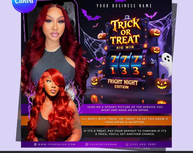 Halloween Salon Booking Flyer: Editable Canva Template (Digital Download)