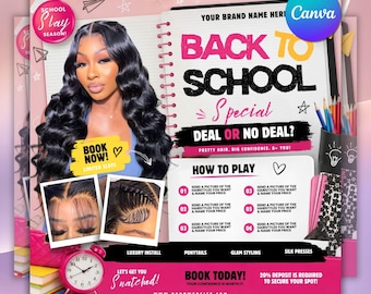 Back To School Booking Flyer, Deal or No Deal Canva Template (Digital Download)