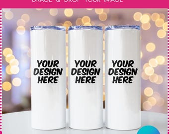 20oz Tumbler Mockup Canva Editable | Full Wrap Sublimation Template | Drag & Drop Design