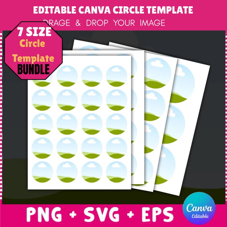Bearbeitbares Kreis Canva Vorlagen Bundle | Runde Etikettendesigns (Digitaler Download) Bild 2