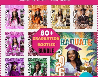 Class of 2026 Graduation Bootleg Rap Tee Templates | Senior T-Shirt Designs (Canva Editable)