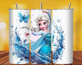 Ice Princess Tumbler Wrap PNG: Frozen Inspired Sublimation Design (Digital Download