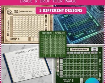 Football Squares Canva Template | 100 Box Game Board (Digital Download)